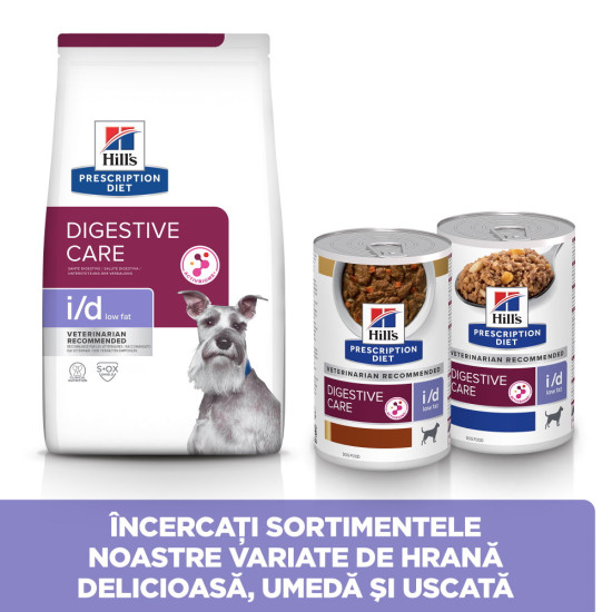 Hills PD Canine i/d Low Fat cu pui, hrana digestiva caini, 1.5 kg